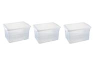 3 Caixas Organizadoras Transparente Com Tampa 47 Litros