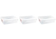 3 Caixas Plásticas C/ Tampa Organizadora Multi Uso 11 Litros