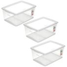 3 Caixas Plásticas Cesto Organizador com Tampa 30L Brinquedo