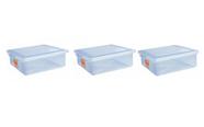 3 Caixas Plásticas Com Tampa Organizadora Multi Uso 8 Litros