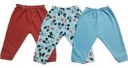 3 Calças mijões Pé aberta bebe 100%Algodão estampado Menino Top