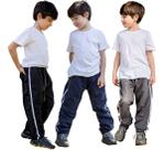 3 Calças Tactel Jogger Punho Agasalho Escolar Estiloso 018