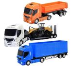 3 Caminhão Brinquedo - Baú Caçamba Plataforma C Carregadeira 3 Caminhão Brinquedo - Baú Caçamba Plataforma C Carregadeira