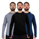 3 Camisa Segunda Pele Masculina Térmica Capuz Proteção Uv