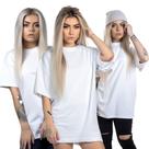 3 Camisetas T-shirt Plus Size Oversized Street Feminina Lisa Brancas