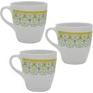 3 Canecas Xicara em Melamina Retro Decorada Café Chá