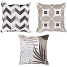 3 Capa Almofada Chevron Geometria Folha Palmeira 45x45 Sarja 3 Capa Almofada Chevron Geometria Folha Palmeira 45x45 Sarja