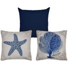 3 Capas Almofada Linho Oceano e Mar e Linho Azul 43x43cm 3 Capas Almofada Linho Oceano e Mar e Linho Azul 43x43cm
