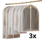 3 Capas Para Roupa Protetora Vestido Casaco Com Zíper 120cm