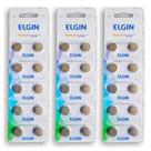 3 Cartelas Baterias Elgin Lr44 1.5v C/10