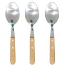 3 Colher De Mesa Inox Com Cabo De Madeira 19 cm 3 Colher De Mesa Inox Com Cabo De Madeira 19 cm