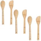 3 Colher E 3 Espátula Bambu Natural Utensílios Cozinha 30 cm