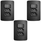 3 CONJUNTO 2 TOMADAS E 1 INTERRUPTOR SIMPLES 10a MARGIRIUS LINHA B3 PRETO