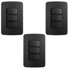 3 CONJUNTO INTERRUPTOR TRIPLO SIMPLES 10a MARGIRIUS LINHA B3 PRETO