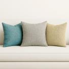 3 Conjunto kit Capas de Almofadas Linho Luxo Sofa Decorativa Ziper Invisivel 45x45 Cinza