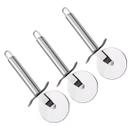 3 Cortador de Pizza Carretilha Inox Lisa Pastel Pizza Queijo