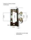 3 Dobradiças Inox de sobrepor (sem rebaixo) para 1 porta até 35kg
