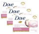 3 Dove sabão em barra leite de coco e pétalas de jasmin 90g