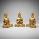 3 Enfeite Mini Buda Tailandês Hindu Sabedoria Luxo