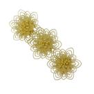 3 Enfeites Flor Dourada De Luxo Árvore De Natal 10cm Glitter