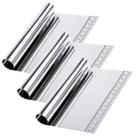 3 Espátula Raspadora Aço Inox Para Massas Pão Bolo Com Régua 3 Espátula Raspadora Aço Inox Para Massas Pão Bolo Com Régua
