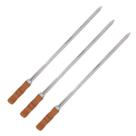 3 Espetos Espada 60cm De Inox Cabo Madeira - Churrasqueira