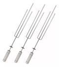 3 Espetos Tridente Giratório Inox Triplo Churrasqueira