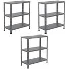 3 Estantes Armário De Aço Multiuso 60cm Resistente 3 Bandejas Para Loja Sala Livros Estoque Cozinha Almoxarifado