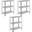 3 Estantes Armário De Aço Multiuso 60cm Resistente 3 Bandejas Para Loja Sala Livros Estoque Cozinha Almoxarifado