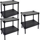 3 Estantes de Plástico Modular Multiuso 2 Prateleiras 1 Torre Preta Montável 26 Kg Qualyplas