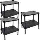 3 Estantes de Plástico Modular Multiuso 2 Prateleiras 1 Torre Preta Montável 26 Kg Qualyplas