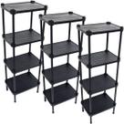 3 Estantes de Plástico Modular Multiuso 4 Prateleiras 1 Torre Preta Montável 52 Kg Qualyplas 3 Estantes de Plástico Modular Multiuso 4 Prateleiras 1 Torre Preta Montável 52 Kg Qualyplas