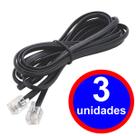 3 Fios de Telefone Fixo com 1 Metro Rj11 X Rj11 Cabo de 4 Vias Preto
