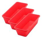 3 Formas de Silicone Pão Bolo Retangular Assadeira Vermelha