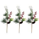 3 Galho Pick Natal Nevado Folhas Berries Pinha Arvore 50Cm