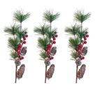 3 Galho Pick Pinhas Festão Berries Enfeite Árvore Natal 63Cm