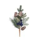 3 Galhos Natalino Pinhas e Azevinho Luxuoso azul 35cm