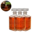 3 Garrafas de Vidro 500ml com Tampa Luxo Cristal Bar Whisky