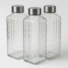 3 Garrafas De Vidro Robusto Para Suco Água E Leite Conjunto Reutilizável Com Tampa Segura Design Clean Para Cozinha Moderna