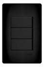 3 Interruptores Simples Preto 16A/250v Com Placa Suporte - FAME 3 Interruptores Simples Preto 16A/250v Com Placa Suporte - FAME