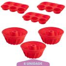 3 Kit Forma Cupcake + Forma Espiral Sortida Pudim Silicone