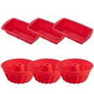 3 Kit Forma Espiral Bolo + Forma Para Pão Sortida Silicone