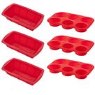 3 Kit Forma Silicone Resistente p/ Cupcakes e Pães Sortida