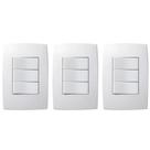 3 Kit Interruptor C/ Placa 3m Simples Branco 250v Pialplus