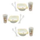 3 Kit papinha Prato Copo e talheres infantil bebê - Amarelo
