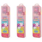 3 kit premium rosa - peppa pig - escova + fio dental + gel