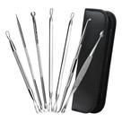 3 Kits com 7 Curetas Extrator Removedor De Cravos E Espinhas Inox + Estojo