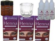 3 Kits de Henna para Sobrancelhas Makiaj Makeup 1,5g Henna e 10ml fixador + 1 Copo Dappen Combo