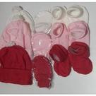 3 Kits recém nascido Touca pompom + Par de Luvas + Par de Sapatinho meia bebê 100% Algodão Antialérgico