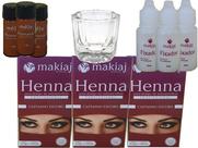 3 Kits Rena Henna Design Sobrancelhas Makiaj Makeup 1,5g Henna pó 10ml fixador + 1 Copo Dappen 10ml